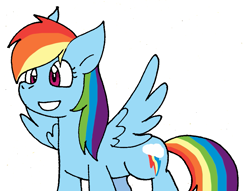 Size: 921x702 | Tagged: safe, artist:cmara, imported from derpibooru, rainbow dash, pegasus, pony, female, grin, mare, simple background, smiling, solo, white background