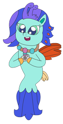 Size: 1657x3264 | Tagged: safe, artist:supahdonarudo, imported from derpibooru, oc, oc only, oc:sea lilly, seapony (g4), my little pony: pony life, camera, chibi, female, g4, g4 to g4.5, g4.5, jewelry, necklace, open mouth, pony life, simple background, solo, style emulation, transparent background