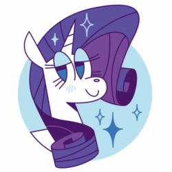 Size: 1280x1280 | Tagged: safe, artist:hazelnoods, imported from derpibooru, rarity, pony, unicorn, abstract background, animated, bedroom eyes, female, gif, looking at you, mare, smiling, smiling at you, solo, sparkles