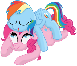 Size: 1280x1107 | Tagged: safe, artist:pony-thunder, imported from derpibooru, pinkie pie, rainbow dash, cuddling, cute, female, lesbian, pinkiedash, shipping, simple background, sleeping, transparent background