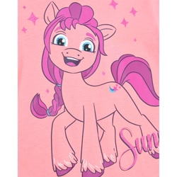 Size: 1500x1500 | Tagged: safe, imported from derpibooru, sunny starscout, earth pony, pony, 2d, clothes, dress, female, g5, mare, merchandise, official, solo, text