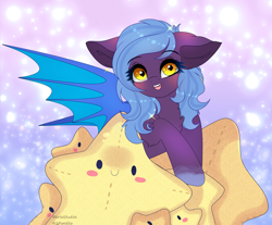 Size: 4269x3541 | Tagged: safe, artist:2pandita, imported from derpibooru, oc, oc only, bat pony, pony, female, mare, plushie, solo, star plushie, stars