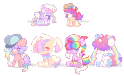 Size: 900x550 | Tagged: safe, artist:lavvythejackalope, imported from derpibooru, oc, oc only, pegasus, pony, unicorn, backwards ballcap, baseball cap, cap, chibi, choker, ethereal mane, hair over eyes, hat, horn, multicolored hair, pegasus oc, rainbow hair, simple background, sitting, starry mane, transparent background, unicorn oc, wings