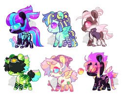 Size: 1000x800 | Tagged: safe, artist:lavvythejackalope, imported from derpibooru, oc, oc only, alicorn, bat pony, pegasus, pony, alicorn oc, bat pony oc, bat wings, beanie, clothes, costume, goggles, hair over eyes, hat, horn, pegasus oc, simple background, skeleton costume, sunglasses, transparent background, wings