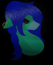 Size: 1270x1562 | Tagged: safe, artist:aonairfaol, imported from derpibooru, oc, oc only, earth pony, pony, black background, black sclera, bust, ear piercing, earring, earth pony oc, jewelry, piercing, simple background, solo