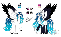 Size: 3162x1897 | Tagged: safe, artist:inspiredpixels, imported from derpibooru, oc, oc only, oc:marie pixel, pegasus, pony, chest fluff, coat markings, colored hooves, female, heterochromia, mare, reference sheet, simple background, socks (coat markings), solo, spread wings, transparent background, two toned wings, wings