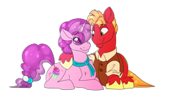 Size: 3000x1688 | Tagged: safe, artist:aaftergloweeye, imported from derpibooru, big macintosh, sugar belle, earth pony, pony, unicorn, art, digital art, female, husband and wife, male, my art, shipping, simple background, straight, sugarmac, transparent background