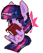 Size: 85x104 | Tagged: safe, artist:snow angel, edit, editor:anonymous, imported from twibooru, twilight sparkle, pony, unicorn, book, cute, female, image, mare, pixel art, png, simple background, solo, transparent background, unicorn twilight, wingless, wingless edit