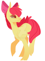 Size: 1280x1761 | Tagged: safe, artist:ryrxian, imported from derpibooru, apple bloom, earth pony, pony, cloven hooves, deviantart watermark, female, filly, obtrusive watermark, simple background, solo, transparent background, watermark