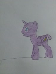 Size: 2448x3264 | Tagged: safe, artist:iloveponies, imported from derpibooru, oc, oc only, oc:purple artist, alicorn, pony, alicorn oc, high res, horn, photo, simple background, solo, traditional art, white background, wings