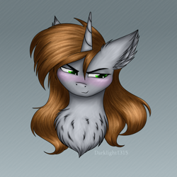 Size: 3600x3600 | Tagged: safe, artist:darklight1315, imported from derpibooru, oc, oc only, oc:littlepip, pony, unicorn, fallout equestria, blushing, chest fluff, ear fluff, high res, horny, solo