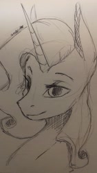 Size: 1836x3264 | Tagged: safe, artist:artfestation, imported from derpibooru, rarity, pony, unicorn, bedroom eyes, bust, female, mare, smiling, traditional art