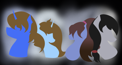 Size: 2596x1392 | Tagged: safe, artist:aonairfaol, imported from derpibooru, oc, oc only, earth pony, pony, unicorn, bust, earth pony oc, female, horn, lineless, mare, minimalist, modern art, portrait, unicorn oc