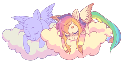 Size: 2000x1000 | Tagged: safe, artist:lavvythejackalope, imported from derpibooru, oc, oc only, alicorn, pony, alicorn oc, cloud, colored hooves, commission, horn, on a cloud, simple background, sleeping, transparent background, wings, ych example, your character here