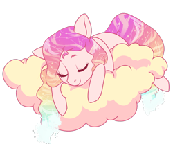 Size: 1200x1000 | Tagged: safe, artist:lavvythejackalope, imported from derpibooru, oc, oc only, earth pony, pony, cloud, colored hooves, commission, earth pony oc, ethereal mane, eyes closed, on a cloud, simple background, sleeping, solo, starry mane, transparent background, ych result