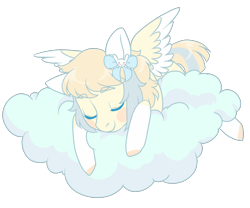 Size: 1200x1000 | Tagged: safe, artist:lavvythejackalope, imported from derpibooru, oc, oc only, pegasus, pony, blush sticker, blushing, bow, cloud, colored hooves, commission, eyes closed, hair bow, on a cloud, pegasus oc, simple background, sleeping, solo, transparent background, two toned wings, wings, ych result