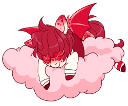 Size: 1200x1000 | Tagged: safe, artist:lavvythejackalope, imported from derpibooru, oc, oc only, bat pony, pony, bat pony oc, bat wings, clothes, cloud, colored hooves, commission, eyes closed, on a cloud, simple background, sleeping, solo, sunglasses, transparent background, wings, ych result