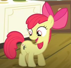 Size: 513x488 | Tagged: safe, imported from derpibooru, screencap, apple bloom, earth pony, pony, bloom and gloom, adorabloom, cropped, cute, female, filly, open mouth, pesticide, solo