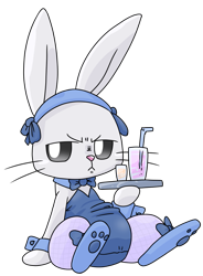 Size: 723x981 | Tagged: safe, alternate version, artist:batipin, imported from derpibooru, angel bunny, rabbit, animal, bunny ears, bunny suit, clothes, crossdressing, simple background, solo, transparent background