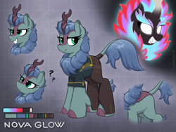 Size: 4000x3000 | Tagged: safe, artist:selenophile, imported from derpibooru, oc, oc only, oc:nova glow, kirin, nirik, clothes, commission, head tilt, high res, reference sheet