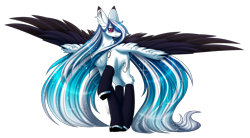 Size: 3298x1818 | Tagged: safe, artist:inspiredpixels, imported from derpibooru, oc, oc only, oc:marie pixel, pegasus, pony, chest fluff, female, mare, raised hoof, solo, spread wings, two toned wings, wings