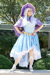 Size: 2000x3000 | Tagged: safe, artist:mieucosplay, artist:notsoprophoto, imported from derpibooru, trixie, human, bronycon, bronycon 2017, cape, clothes, cosplay, costume, hand on hip, hat, high res, irl, irl human, photo, trixie's cape, trixie's hat