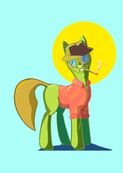 Size: 2480x3508 | Tagged: safe, artist:i love hurt, imported from derpibooru, oc, oc only, earth pony, pony, fear and loathing in las vegas, full body, high res, smoking, solo