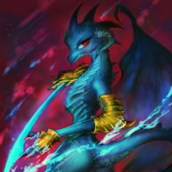 Size: 1200x1200 | Tagged: safe, artist:girlsay, edit, imported from derpibooru, princess ember, dragon, cropped, dragoness, female, looking at you, looking back, looking back at you, solo, solo female, sword, weapon