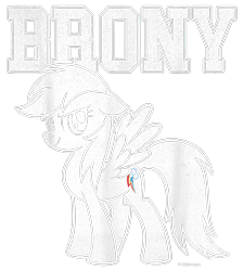 Size: 900x1000 | Tagged: safe, imported from derpibooru, rainbow dash, pegasus, pony, brony, design, female, g4, mare, merchandise, official, shirt design, simple background, solo, text, transparent background