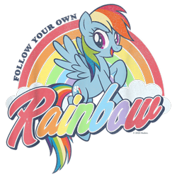 Size: 900x900 | Tagged: safe, imported from derpibooru, rainbow dash, pegasus, pony, cloud, design, female, g4, mare, merchandise, official, rainbow, shirt design, simple background, solo, text, transparent background
