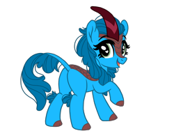 Size: 4096x3072 | Tagged: safe, artist:xleadmarex, imported from derpibooru, oc, oc only, oc:ocean blue, kirin, adorable face, butt, cloven hooves, cute, heart, heart eyes, horn, kirin-ified, looking back, mane, ocbetes, plot, raised arm, raised hoof, raised leg, raised tail, redesign, scales, show accurate, simple background, smiling, solo, species swap, tail, transparent background, wingding eyes