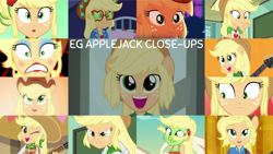 Size: 1280x721 | Tagged: safe, edit, edited screencap, editor:quoterific, imported from derpibooru, screencap, applejack, a case for the bass, accountibilibuddies, constructive criticism, eqg summertime shorts, equestria girls, equestria girls (movie), equestria girls series, five to nine, friendship games, make up shake up, rainbow rocks, raise this roof, rollercoaster of friendship, spring breakdown, the finals countdown, spoiler:eqg series (season 2), accountibilibuddies: rainbow dash, applejack's hat, bass guitar, better than ever, close-up, clothes, constructive criticism: rainbow dash, cowboy hat, cute, cutie mark, cutie mark on clothes, female, geode of super strength, hat, jackabetes, jewelry, magical geodes, musical instrument, necklace, open mouth, photo booth (song), ponied up, seasickness, sliding background, smiling, solo