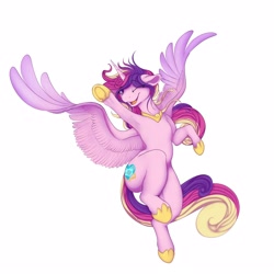 Size: 2500x2500 | Tagged: safe, artist:gobiraptor, imported from derpibooru, princess cadance, alicorn, pony, flying, high res, looking at you, smiling, smiling at you, solo, wings