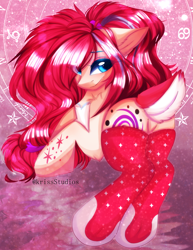 Size: 2737x3541 | Tagged: safe, artist:krissstudios, imported from derpibooru, oc, oc only, earth pony, pony, clothes, deer tail, female, high res, mare, socks, solo