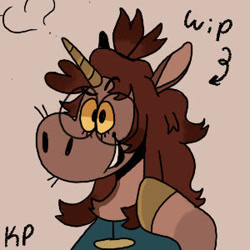 Size: 300x300 | Tagged: safe, artist:kettlephish, imported from derpibooru, oc, oc only, pony, unicorn, bust, glasses, horn, smiling, solo, unicorn oc