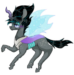 Size: 1423x1455 | Tagged: safe, artist:ukulelepineapplecat, imported from derpibooru, oc, oc only, changeling, changeling queen, changepony, hybrid, bedroom eyes, changeling queen oc, eyelashes, female, interspecies offspring, offspring, parent:king sombra, parent:queen chrysalis, parents:chrysombra, simple background, solo, sombra eyes, white background
