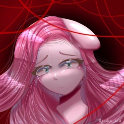 Size: 1080x1080 | Tagged: dead source, safe, alternate version, artist:ryuko_tea, imported from derpibooru, pinkie pie, earth pony, pony, equestria girls, bust, crying, female, mare, pinkamena diane pie, solo