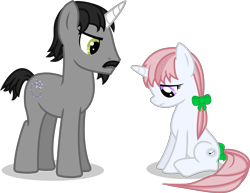 Size: 4350x3353 | Tagged: safe, artist:cranberry-tofu, imported from derpibooru, oc, oc:auriga magnus, oc:whisper call, pony, unicorn, father and child, father and daughter, female, male, mare, simple background, stallion, transparent background