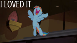 Size: 1280x720 | Tagged: safe, edit, edited screencap, editor:quoterific, imported from derpibooru, screencap, rainbow dash, pegasus, pony, rarity takes manehattan, season 4, female, flying, mare, mawshot, nose in the air, open mouth, solo, uvula, volumetric mouth