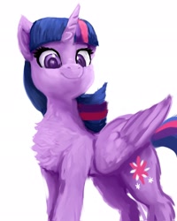 Size: 1638x2048 | Tagged: safe, artist:raphaeldavid, imported from derpibooru, twilight sparkle, alicorn, pony, chest fluff, cute, fluffy, looking at you, smiling, solo, twiabetes, twilight sparkle (alicorn)