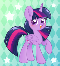 Size: 2142x2349 | Tagged: safe, artist:ninnydraws, imported from derpibooru, twilight sparkle, alicorn, pony, high res, looking at you, raised hoof, simple background, smiling, solo, twilight sparkle (alicorn)