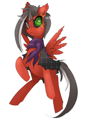 Size: 1133x1626 | Tagged: safe, artist:starlightspark, imported from derpibooru, oc, oc only, oc:havoc, cyborg, pegasus, pony, clothes, crisis equestria, scar, scarf, simple background, solo, transparent background