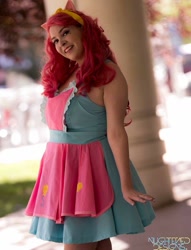Size: 735x960 | Tagged: safe, artist:lochlan o'neil, imported from derpibooru, pinkie pie, human, clothes, cosplay, costume, irl, irl human, photo, sleeveless