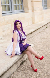 Size: 1280x1996 | Tagged: safe, artist:angelangelyss, imported from derpibooru, rarity, human, clothes, cosplay, costume, crossed legs, high heels, irl, irl human, jewelry, nail polish, necklace, pearl necklace, photo, shoes, sitting