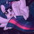 Size: 2760x2760 | Tagged: safe, artist:llametsul, imported from derpibooru, twilight sparkle, alicorn, pony, butt, falling, female, frog (hoof), high res, mare, night, open mouth, open smile, plot, smiling, solo, sparkles, stars, twilight sparkle (alicorn), underhoof