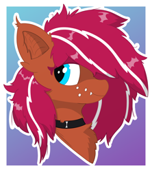 Size: 2150x2425 | Tagged: safe, artist:tav, imported from derpibooru, oc, oc only, oc:soyal, bat pony, pony, collar, fangs, high res, latex, solo