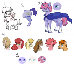 Size: 1536x1343 | Tagged: safe, artist:ukulelepineapplecat, imported from derpibooru, oc, oc only, centaur, earth pony, pony, unicorn, bust, cloak, clothes, earth pony oc, female, hair over eyes, horn, interspecies offspring, male, mare, offspring, parent:cheese sandwich, parent:pinkie pie, parent:princess luna, parent:starlight glimmer, parent:sunburst, parent:tirek, parents:cheesepie, parents:starburst, simple background, smiling, stallion, unicorn oc, unshorn fetlocks, white background