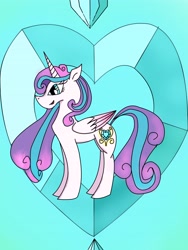 Size: 3456x4608 | Tagged: safe, artist:goldlines005, imported from derpibooru, princess flurry heart, alicorn, pony, cutie mark background, female, horn, mare, older, older flurry heart, solo, wings