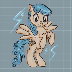 Size: 768x768 | Tagged: safe, alternate version, artist:diegocloud27, imported from derpibooru, lightning bolt, white lightning, pegasus, pony, abstract background, bipedal, eyelashes, female, mare, rearing, smiling, solo, wings