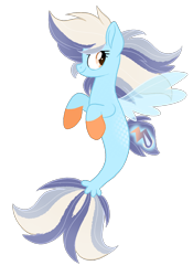 Size: 1140x1628 | Tagged: safe, artist:deiiriush, imported from derpibooru, oc, oc only, pegasus, pony, seapony (g4), clothes, dorsal fin, fin wings, fins, fish tail, flowing mane, flowing tail, multicolored hair, orange eyes, seaponified, see-through, simple background, smiling, solo, species swap, tail, transparent background, wings